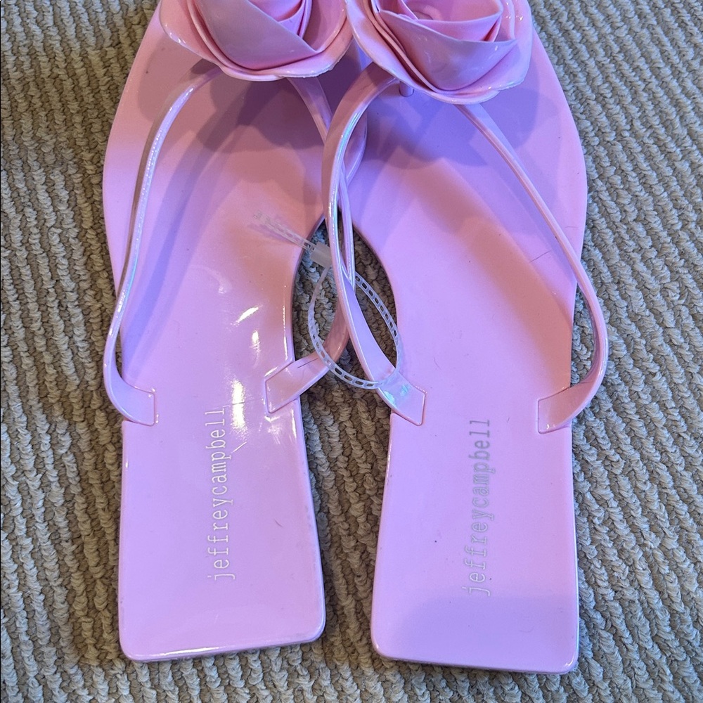 NWT Jeffrey Campbell Pink Floral bow jelly flip flop Sandals size 8/8.5 - Picture 9 of 10